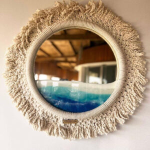 Round Mirror with Short Macrame