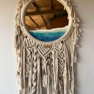 Round Mirror with Long Macrame
